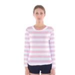 Horizontal Stripes - White and Pale Pink Women s Long Sleeve T-shirt