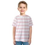 Horizontal Stripes - White and Pale Pink Kid s Sport Mesh Tee