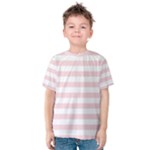 Horizontal Stripes - White and Pale Pink Kid s Cotton Tee