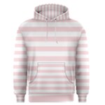 Horizontal Stripes - White and Pale Pink Men s Pullover Hoodie