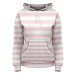 Horizontal Stripes - White and Pale Pink Women s Pullover Hoodie