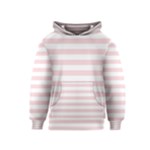 Horizontal Stripes - White and Pale Pink Kid s Pullover Hoodie