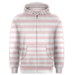 Horizontal Stripes - White and Pale Pink Men s Zipper Hoodie