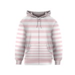 Horizontal Stripes - White and Pale Pink Kid s Zipper Hoodie