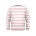 Horizontal Stripes - White and Pale Pink Kid s Sweatshirt