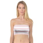 Horizontal Stripes - White and Pale Pink Bandeau Top