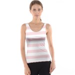 Horizontal Stripes - White and Pale Pink Tank Top