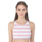 Horizontal Stripes - White and Pale Pink Tank Bikini Top