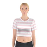 Horizontal Stripes - White and Pale Pink Cotton Crop Top