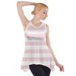 Horizontal Stripes - White and Pale Pink Side Drop Tank Tunic