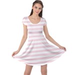 Horizontal Stripes - White and Pale Pink Cap Sleeve Dress