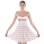 Horizontal Stripes - White and Pale Pink Strapless Bra Top Dress