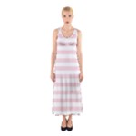 Horizontal Stripes - White and Pale Pink Full Print Maxi Dress