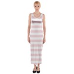 Horizontal Stripes - White and Pale Pink Fitted Maxi Dress