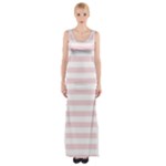 Horizontal Stripes - White and Pale Pink Maxi Thigh Split Dress