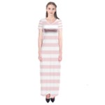 Horizontal Stripes - White and Pale Pink Short Sleeve Maxi Dress