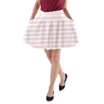 Horizontal Stripes - White and Pale Pink A-Line Pocket Skirt