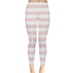 Horizontal Stripes - White and Pale Pink Women s Leggings