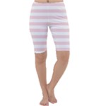 Horizontal Stripes - White and Pale Pink Cropped Leggings