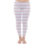 Horizontal Stripes - White and Pale Pink Winter Leggings