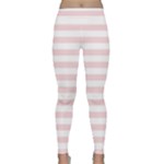 Horizontal Stripes - White and Pale Pink Yoga Leggings