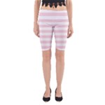 Horizontal Stripes - White and Pale Pink Yoga Cropped Leggings