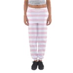 Horizontal Stripes - White and Pale Pink Women s Jogger Sweatpants