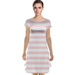 Horizontal Stripes - White and Pale Pink Cap Sleeve Nightdress