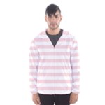 Horizontal Stripes - White and Pale Pink Hooded Wind Breaker (Men)