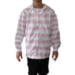 Horizontal Stripes - White and Pale Pink Hooded Wind Breaker (Kids)