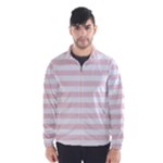 Horizontal Stripes - White and Pale Pink Wind Breaker (Men)