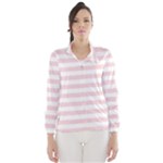 Horizontal Stripes - White and Pale Pink Wind Breaker (Women)