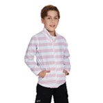 Horizontal Stripes - White and Pale Pink Wind Breaker (Kids)