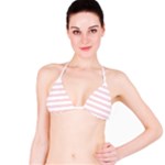 Horizontal Stripes - White and Pale Pink Bikini Top