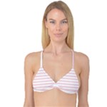 Horizontal Stripes - White and Pale Pink Reversible Tri Bikini Top