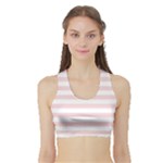 Horizontal Stripes - White and Pale Pink Women s Sports Bra with Border