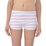 Horizontal Stripes - White and Pale Pink Reversible Boyleg Bikini Bottoms