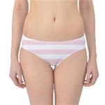 Horizontal Stripes - White and Pale Pink Hipster Bikini Bottoms