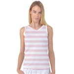 Horizontal Stripes - White and Pale Pink Women s Basketball Tank Top