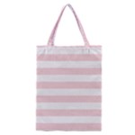 Horizontal Stripes - White and Pale Pink Classic Tote Bag