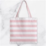 Horizontal Stripes - White and Pale Pink Zipper Grocery Tote Bag