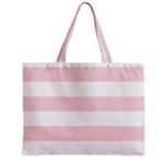 Horizontal Stripes - White and Pale Pink Zipper Mini Tote Bag