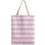 Horizontal Stripes - White and Pale Pink Zipper Classic Tote Bag