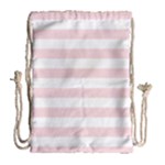 Horizontal Stripes - White and Pale Pink Drawstring Bag (Large)