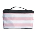 Horizontal Stripes - White and Pale Pink Cosmetic Storage Case