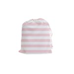 Horizontal Stripes - White and Pale Pink Drawstring Pouch (S)