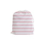 Horizontal Stripes - White and Pale Pink Drawstring Pouch (M)