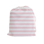 Horizontal Stripes - White and Pale Pink Drawstring Pouch (XL)