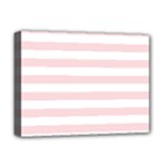 Horizontal Stripes - White and Pale Pink Deluxe Canvas 16  x 12  (Stretched)