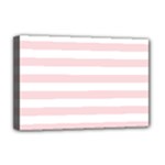 Horizontal Stripes - White and Pale Pink Deluxe Canvas 18  x 12  (Stretched)